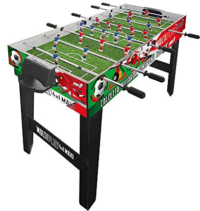Sport1 Maxi-Tricolor, 4-in-1-Spiel, Tischfußball, Maße: 122 x 60 x 81,5 cm, Mehrzweck-Karte: 4 vs. 4, Tischtennis, Hockey, Billard, komplett mit Zubehör, Geschenkidee