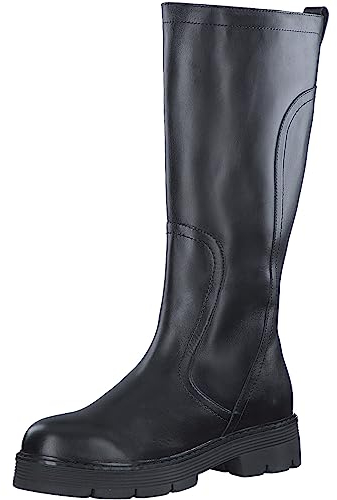 MARCO TOZZI Stivali Alti Donna senza Tacco in Pelle Altezza Ginocchio, Black, 41 EU