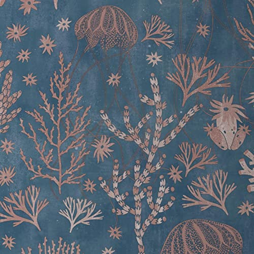 Debona Coral Reef Aqua Blue Pale Pink Salmon Sea Life Jellyfish Wallpaper 10m Roll Feature Wall 5026