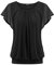 Zeagoo Bluse Damen Elegant Kurzarm Rundhals Top Blumen Mesh Oberteile Batwing Schwarz L