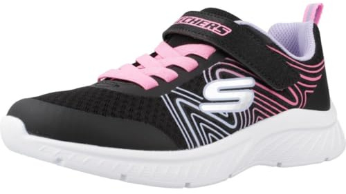 Skechers Girl's Microspec Plus Swirl Sweet Sneakers, Black Synthetic/Multi Trim, 11.5 UK Child