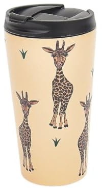 ECO CHIC Reusable Thermal Coffee Cup Stainless Steel Leakproof Insulated 330ml Travel Mug (Giraffes Beige)