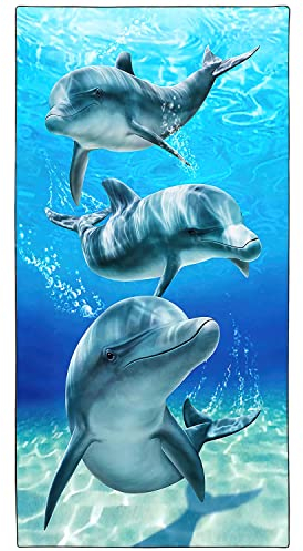 Zomer Strandtuch groß 90x180 cm Schnelltrocknendes Mikrofaser Bedrucktes mit Delphin Motiv