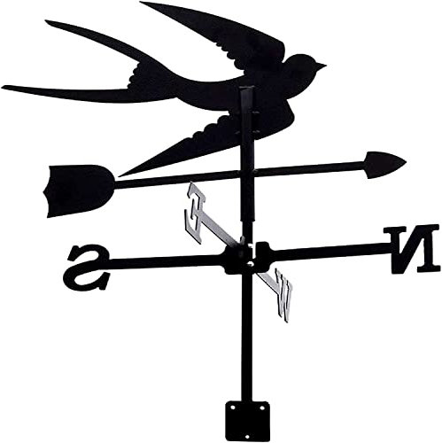 Piquets de Jardin Girouette Hirondelle en métal Girouette Silhouette Animal Piquets Indicateur de Direction du Vent Décor de Cour Girouette pour Toit extérieur Cour de Ferme 13,4 x 26 po