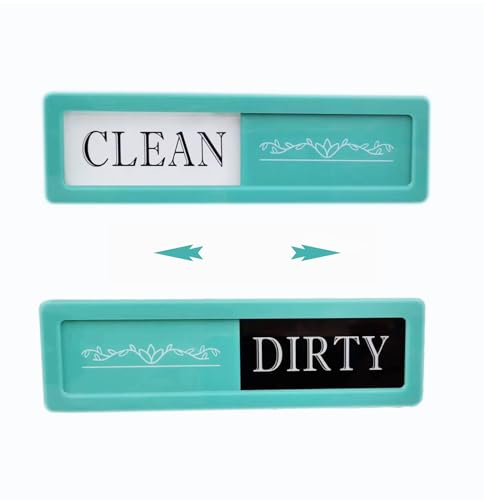 Dishwasher Magnet Clean Dirty Sign, Premium Acrylic Dirty/Clean Magnets That Says Clean or Dirty for Dishes, Optional Adhesive for Non Magnetic Dishwashers/Washing Machine (Mint Green)