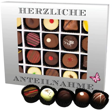 Hallingers Genuss Manufaktur Pralinen Geschenk - ohne Alkohol, handmade aus Confiserie-Edelkakao in wertiger XL-Geschenkbox Herzliche Antei..., Geschenkidee für Frauen Männer