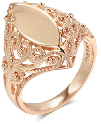 YAHOYA Mode glänzende Ringe für Frauen 585 Roségold einzigartiges Muster Rautenringe ethnische Braut Hochzeitsschmuck