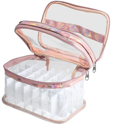 VOCOSTE Nail Polish Bag, Nail Polish Carrying Case Holds 35 Bottles, Pink