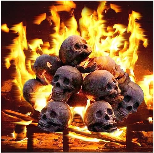 5 Stück Halloween-Feuerstelle, Totenkopf-Requisiten aus Kunstharz, wiederverwendbarer Halloween-Schädel, for Lagerfeuer, Lagerfeuer, Kamin, Feuerstelle, Tisch-Skelettkopf-Heimdekoration ( Color : 5PCS