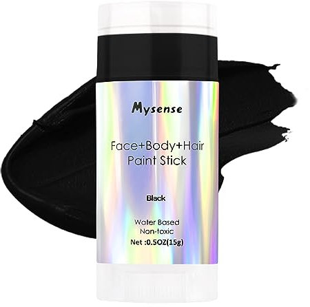 Mysense Black Face Body Hair Paint Stick,Water Based Washable Temporary Hair Paint,Non-toxic Cream Body Paint Stick for Adults and Chidren Halloween Skull Skeleton Zombie Cosplay Makeup,0.5oz(15g)