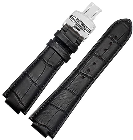 For 1853 for Tissot for T60 Strap for L875 for 975K Gürtel männer Armband 24X14 m Armband Mesh Gürtel for T60.1.513 Leder Armband (Color : Black silver, Size : 24mm-14mm)