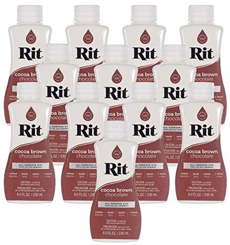 Rit Dye - Tinte líquido para telas de 8 onzas para ropa, decoración y manualidades, color marrón cacao (paquete de 12)