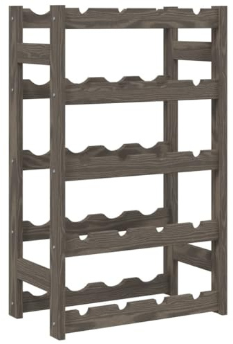 vidaXL Weinregal, Flaschenregal mit 5 Ablagen für 20 Flaschen, Weinflaschenhalter Weinständer mit Wellen-Design, Weinhalter Getränkeregal für Küche Keller, Grau Massivholz Kiefer