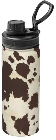 Mehrzweck-Sport-Thermoskanne aus Edelstahl, mit Kuhfell-Aufdruck, ideal für Outdoor, Sport, Pendeln und Camping