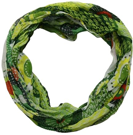 beybey® Retro Damen Seide Loop Schal wahnsinnig schön und sehr fein Seidenschal Kreis-Muster (grün)