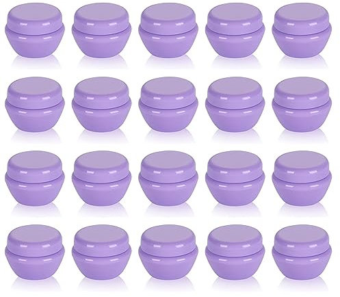 50 Pz Barattoli di plastica da 30 ml,contenitori cosmetici rotondi a prova di perdite con coperchi colorati per lozioni unguenti,accessori da viaggio per crema viso mani e corpo (viola)