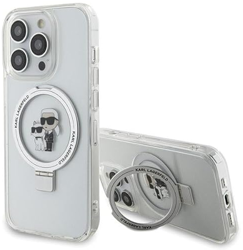 Karl Lagerfeld KLHMP13XHMRSKCH Hülle für iPhone 13 Pro Max 6.7 Weiß hardcase Ring Stand Karl&Choupettte