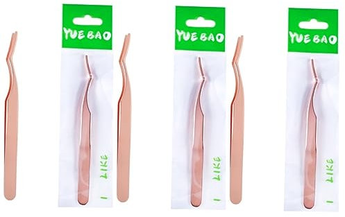 Ipetboom 6 Pcs Stainless Steel Eyelash Applicator for False Lashes False Eyelashes Applicator Lash Professional Eyelash Tools Curved Tip Major Clip Auxiliary Miss
