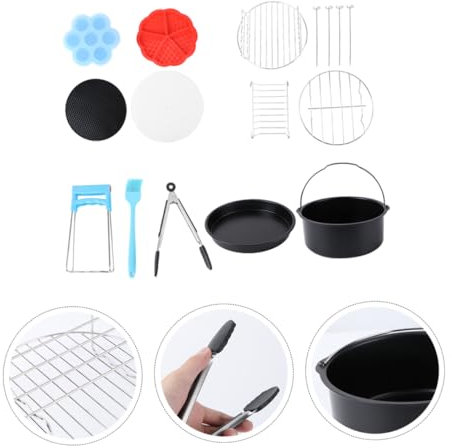 Zerodeko Parti Essenziali per Friggitrice Ad Aria Kit da 12 Pezzi con per Barbecue Griglia Piatto per Pizza Contenitore per Alimenti Facile da Usare per Ogni Casa