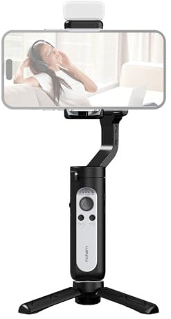 Jemora iSteady XE Stabilizzatore cardanico per Smartphone a 3 Assi Telefono Portatile Vlog Gimbal Anti-Shake con Luce di riempimento a LED Magnetica Mini treppiede 280 g capacità di carico