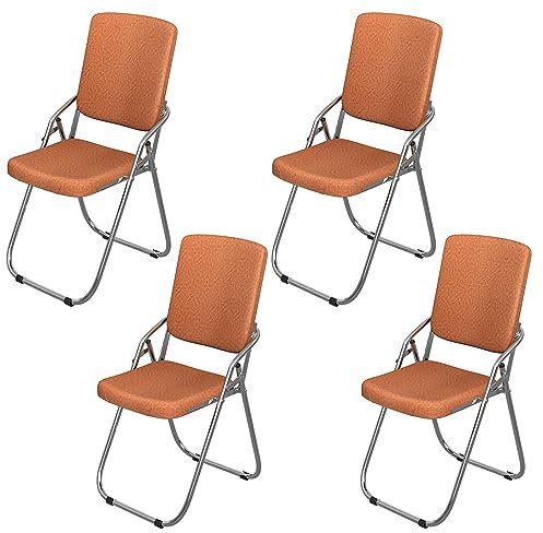 Chleby 4er Klappstuhl Besucherstuhl Klappstuhl mit Lederbezug Klappbare Esszimmerstühle sind geeignet für Küche, drinnen, draußen, Konferenzraum orange