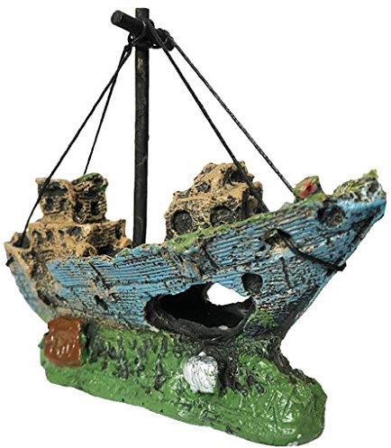 Aquarium-Dekoration, Kunstharz, Schiffswrack, Unterschlupf, Höhle, versteckte Sicherheit für Süß- und Salzwasser, Beta-T-Dekoration, Aquarium-Dekoration, Aquarium-Amphore