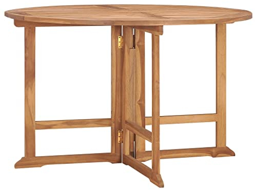 Willood Garten-Esstisch Klappbar Ø110x75 cm Massivholz Teak rund Esstisch aus Akazienholz mit Beinen Terrassentisch für mehrere Personen