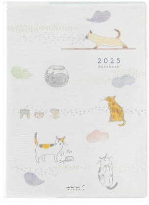 Midori Taschenkalender 2025 A6 Wochenmuster Katze 22303006 (Begins Januar 2025)