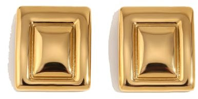 IMINI Geometrische Klobige Ohrringe für Damen Mädchen Große Quadratische Boho-Statement-Ohrstecker Dicke Kuppel Ohrringe Minimalistischer Ohrschmuck Geschenke (Gold)