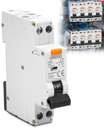 FI/LS-Schalter, FI Schutzschalter 16A, 30mA Fehlerstromschutzschalter, 1P+N 6kA FI-Schalter mit RCBO 16Amp Nennstrom RCD-geschützter Leistungsschalter, 240V, Typ A, DIN-Schienen-Montage, Kurve C, C16