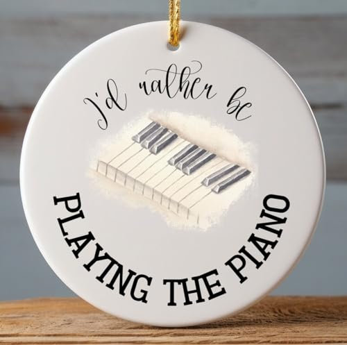 Weihnachtsbaumschmuck Klavier Für Pianisten, Für Musiker, Für Klavierspieler, Klavierlehrer, Keyboardspieler Christbaumschmuck Anhänger Premium Runde Keramik Ornament Andenken Weihnachtsanhänger