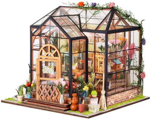Puzzle 3D Maison Fleurie de Poupée Miniature Serre Maquette à Construire Kit de Bricolage avec Meubles Idée Cadeau pour Adultes et Enfants