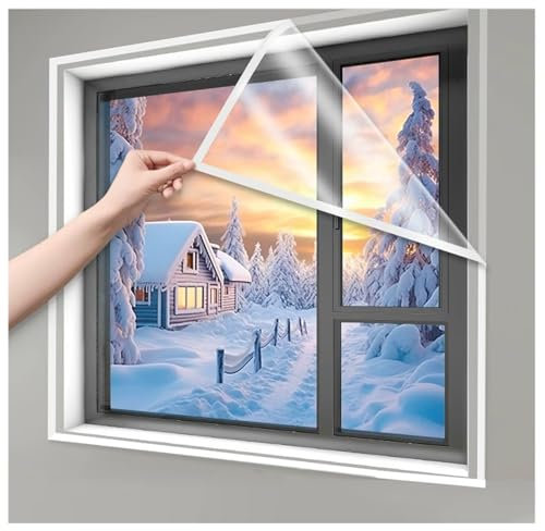 Innen Fenster Isolierung Film,W150 x H160cm Thermo Cover Fenster-Isolierfolie,Kälteschutzfolie Fenster für Winter,Transparente Isolierte Fensterfolie,Winddichte Isolierfolie für Küche,Weiß