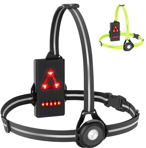 Joltix Lauflampe, USB, wiederaufladbar, Brustlampe, Running mit 90 ° verstellbar, Jogginglampe mit reflektierenden Streifen, für Joggen, Wandern, Sport im Freien