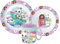 Gabby's Dollhouse Cartoon Character Dinner Tableware Set 3pcs Plate, Bowl & Mug, BPA Free re-usable Plastic Microwave Safe (Gabby's)