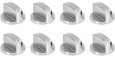 SAROAD Botones para hornos, hornos (8 unidades), 6 mm, universal, plateados, botones de control, adaptador de horno, interruptor giratorio