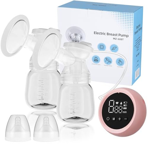 Electric Breast Pump, Dual Rechargeable Hands Free Breast Pump, 3 Modes 27 Gears Double Breast Milk Pump with Touchscreen LED and Replaced Accessories