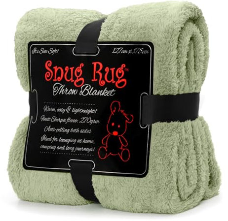 Snug Rug Salbeigrüne Decke aus Sherpa-Fleece, flauschig, luxuriös, für Sofas, warm, Winter, weich, Überwurf, 127 x 178 cm