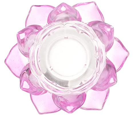 PRETYZOOM Lotus Kerzenhalter Sockel Inhaber Vase Laterne Leuchter Led Amethyst Gold Lichter Einzigartig Stand Lampen Schmilzt Teelicht Duftend Buddhistischer Altar Glas