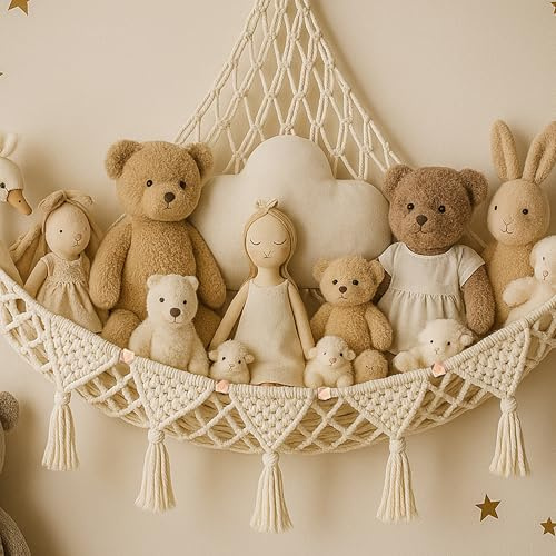Kuscheltier Aufbewahrung Netz, Boho Deko Stofftier Aufbewahrung Net, Kinderzimmer Deko Mädchen, Netz für Kuscheltiere, Stauraum kinderzimmer, Kuscheltiernetz für Kinderzimmer Schlafzimmer