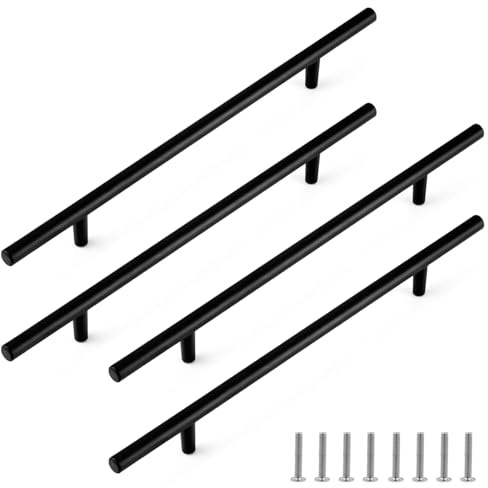 Fatiya 4er-Pack 246mm Länge Küchenschrankgriffe Schwarz, 195mm Lochabstand Aluminiumlegierung Schrankgriffe, Küchen-Hardware Türgriffe für Schublade Kommode Schrank Kleiderschrank (4Schwarz)