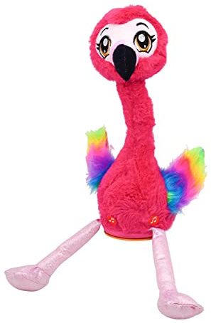 THINCAN Flamingo Chantant et Danse Peluche Flamant Rose Figurines Jouet interactif Animé Parlant Peluche