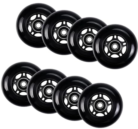 JCXYL EV Roues de Roller en Ligne 64 mm, 70 mm, 72 mm, 76 mm, 80 mm, Roues de Rechange pour Roller Hockey avec roulements ABEC 9, Lot de 8, pour intérieur et extérieur