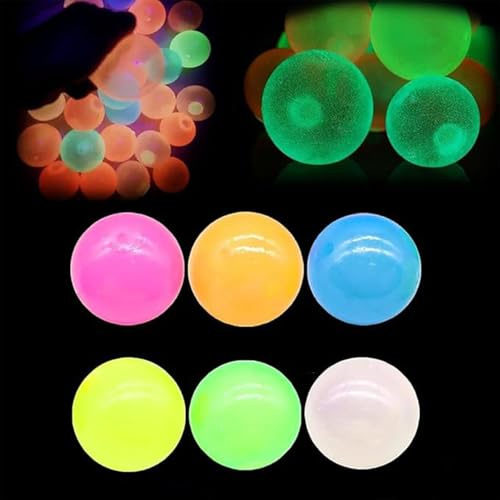Leuchtende Klebrige Bälle, Ultimativer Stressabbau im Dunkeln leuchtender klebriger Ball, Sticky Balls Deckenglühen, Weiches Sensorische Zappelspielzeug, Stressbälle für Kinder Erwachsene
