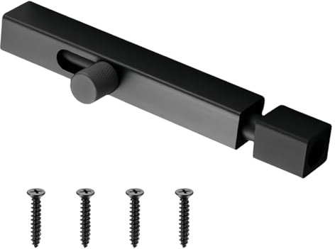 4 Inch Heavy Duty Anti-Rust Door Bolt Lock – Durable Stainless Steel Slide Barrel Lock with Screws for Enhanced Security, Ideal for Bathroom, Shed, Gate, Toilet, and Internal Doors (Black)