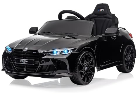Kinder Elektroauto 12V - Offiziell Lizenziertes BMW Kinderauto, Mit Eltern-Fernbedienung, Notbremse & Soft-Start, MP3-Player, LED-Scheinwerfer, Musik, Hupe - Für Kinder Ab 3 Jahren, Schwarz