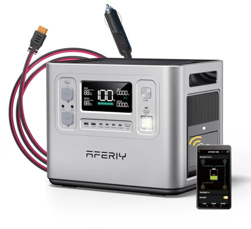 AFERIY 2400W Tragbare Powerstation, 2048Wh LiFePO4-Batterie, USV-APP, Schnellladung in 1,2 Std.13 Anschlüsse, Sinuswellen 230V, USV, APP, Mobile Stromversorgung für Outdoors Camping, Silbern Mit XT90