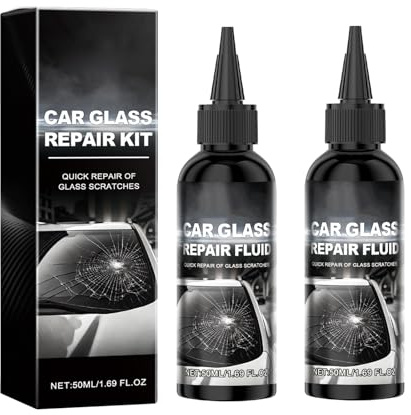 Líquido de Reparación de Relleno para Ventana de Coche,Kit de Reparación de Parabrisas,Reparador Cristal para Vidrio de Automóvil,Auto Glass Nano Repair Fluid,2pc