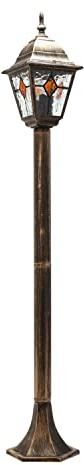 Wegeleuchte Aluminium Glas in Kupfer Antik IP44 Weg Garten H:103 cm E27 max. 60 W Tiffany Laterne Rustikal Outdoor Stehlampe SALZBURG