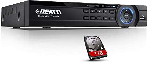 8 Channel CCTV DVR Recorder, DEATTI HD 1080P Lite 5in1 Hybrid DVR for Home Security System with 1TB Hard Drive, Compatible with AHD/CVI/TVI/IP/CVBS(Analog) Cameras